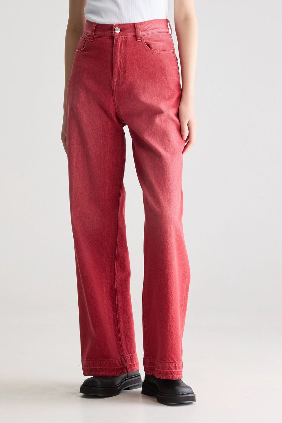 Image of 2-Pantalón denim rojo