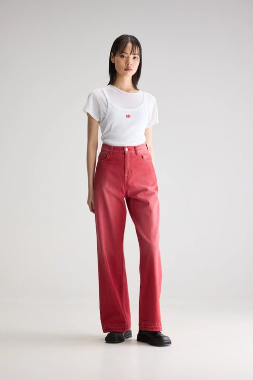 Image of 2-Pantalón denim rojo