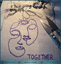 Image 4 of "Together With you" - Handcrafted Textile Greeting Card ┃Mixed Media Art