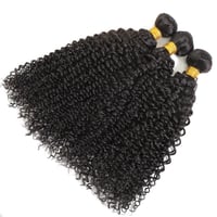 Image 2 of Super Virgin 300G Virgin Brazilian Hair Kinky Curly Bundles with 5x5 Closure