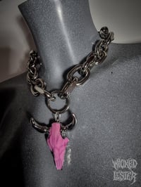 Image 1 of Pink Longhorn Silver Chain Pendant