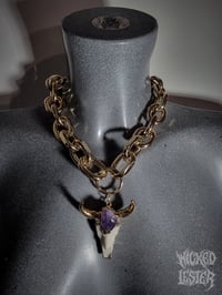 Image 2 of Amethyst Longhorn Gold Chain Pendant