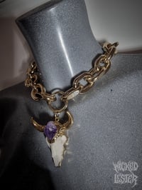 Image 1 of Amethyst Longhorn Gold Chain Pendant