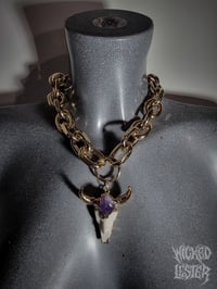 Image 3 of Amethyst Longhorn Gold Chain Pendant