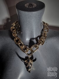 Image 2 of Black Longhorn Gold Chain Pendant