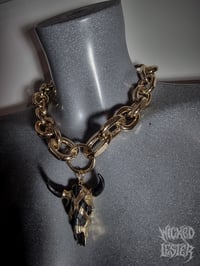 Image 1 of Black Longhorn Gold Chain Pendant