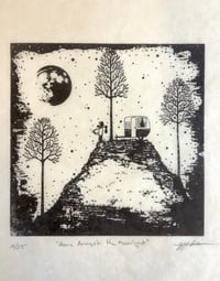 Image 3 of Home Amongst the Moonlight (hand made block print ed/25)