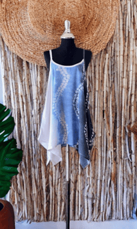 3 Blue White Hand Tie Dye Tank Top