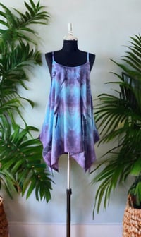 16 Purple Light Blue Hand Tie Dye Tank Top