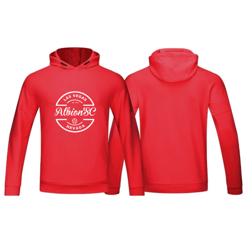 Image of Red Hoodie White Logo 1