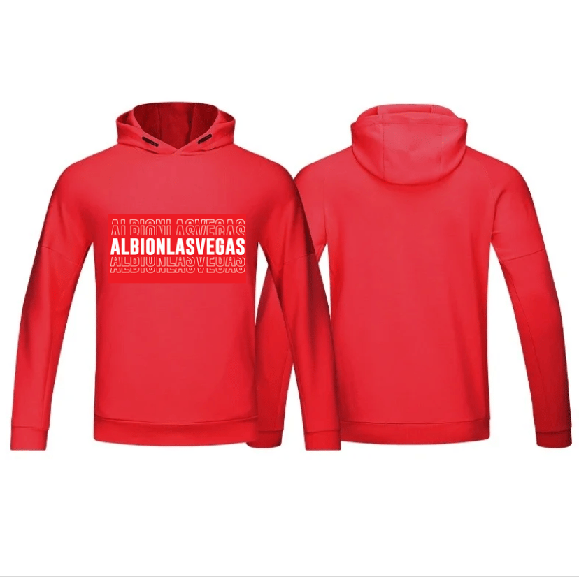 Image of Red Hoodie White Logo 2
