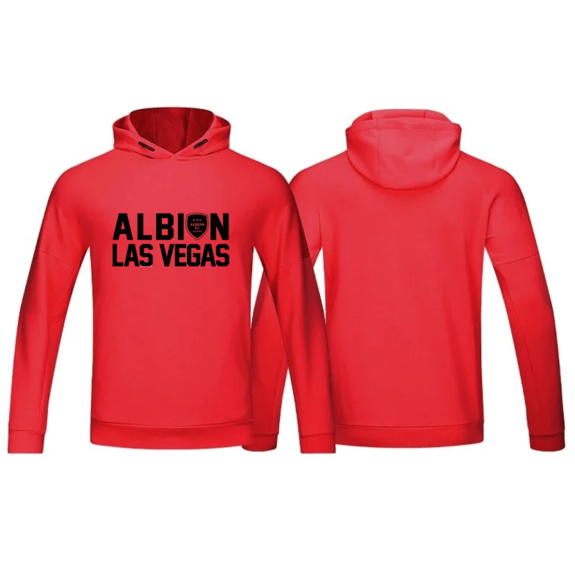 Image of Red Hoodie Black Logo 5