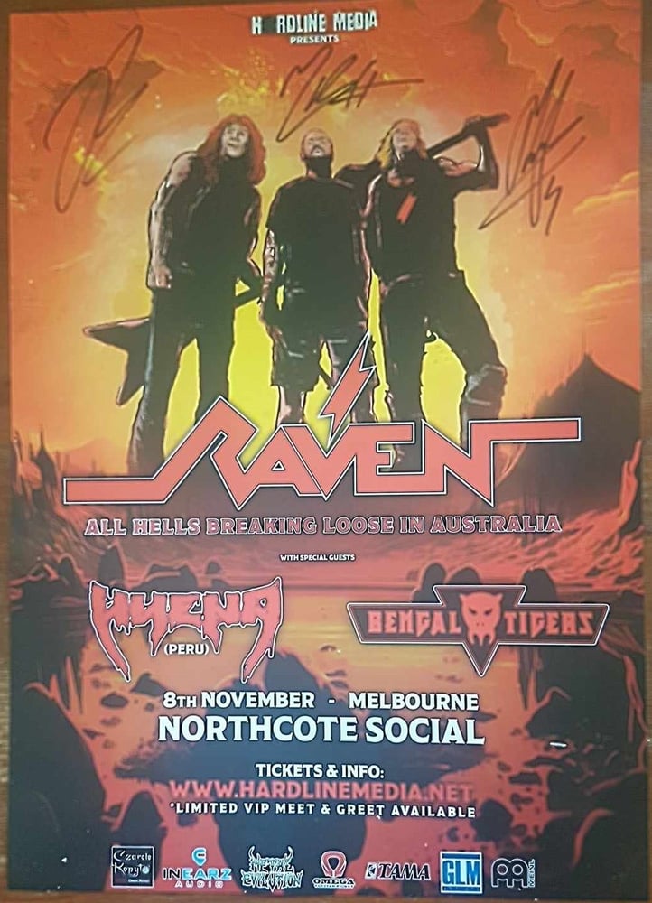 Image of RAVEN - AUTOGRAPHED AUSTRALIAN TOUR POSTER A3 SIZE