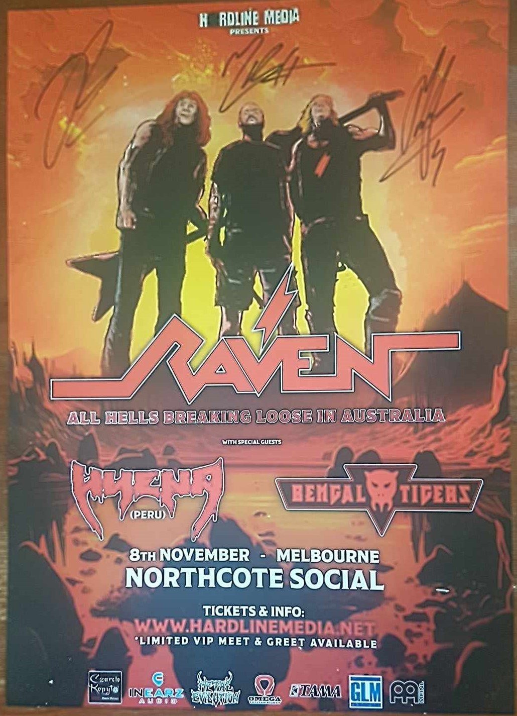 Image of RAVEN - AUTOGRAPHED AUSTRALIAN TOUR POSTER A3 SIZE