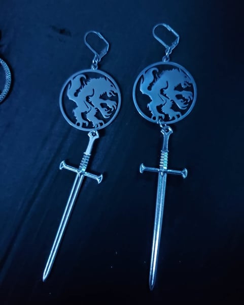 Image of Satanic Warmaster Sword Earrings