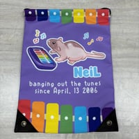 Image 1 of Neil Banging Out the Tunes Drawstring Bag