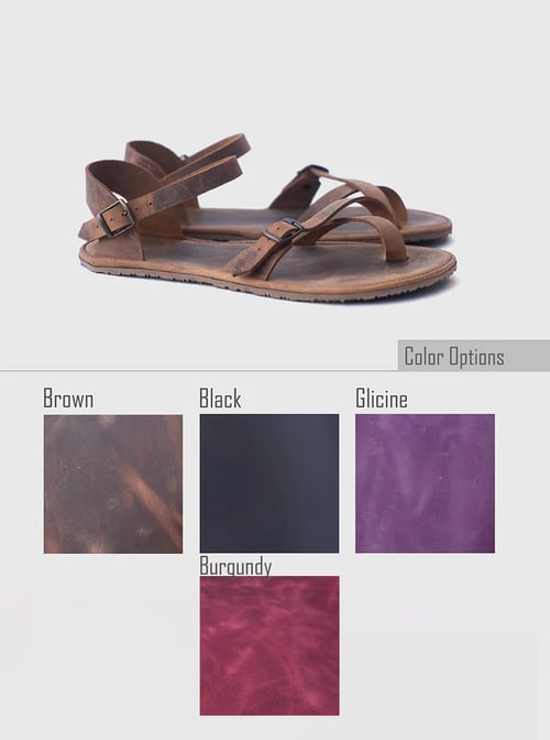 Image of Nova - Leather sandals in Brown