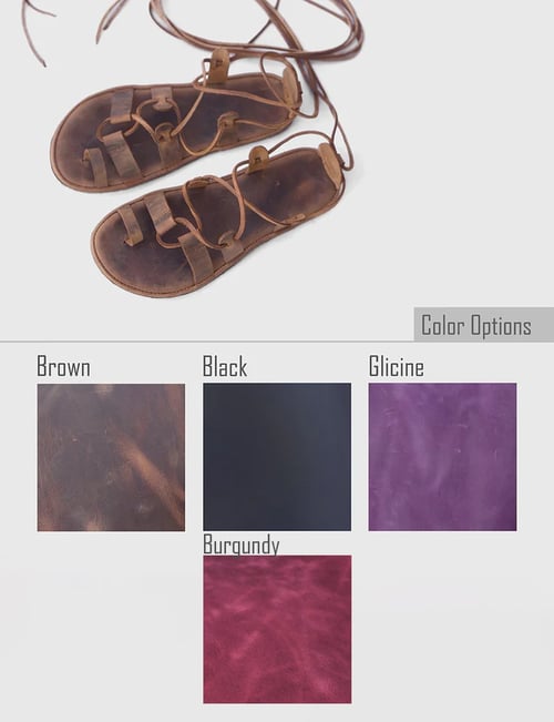 Image of Terra - Lace up leather sandals in Brown