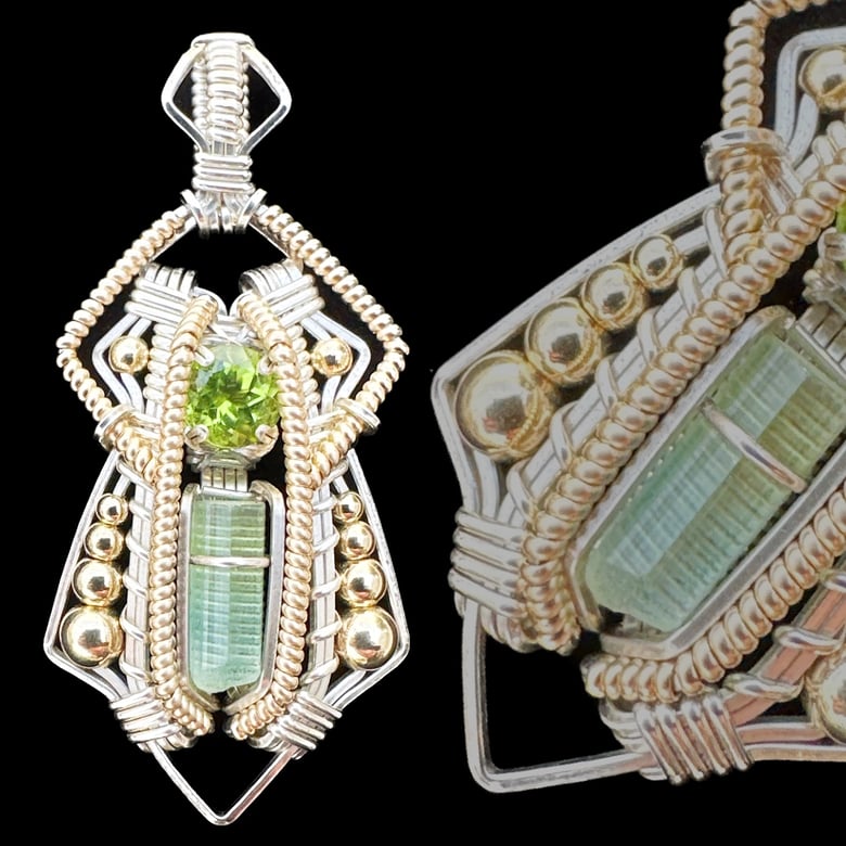 Image of Bi-Color Tourmaline and Peridot Pendant