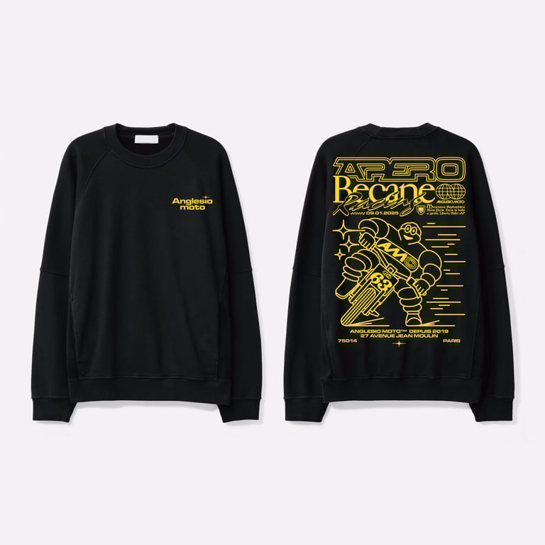 SWEAT CREWNECK BLACK & YELLOW  "APERO BECANE 2024"