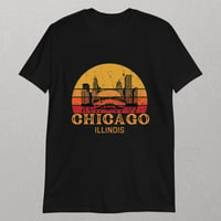 Image 2 of Retro Chicago Illinois Unisex T-Shirt | Vintage Skyline & The Bean