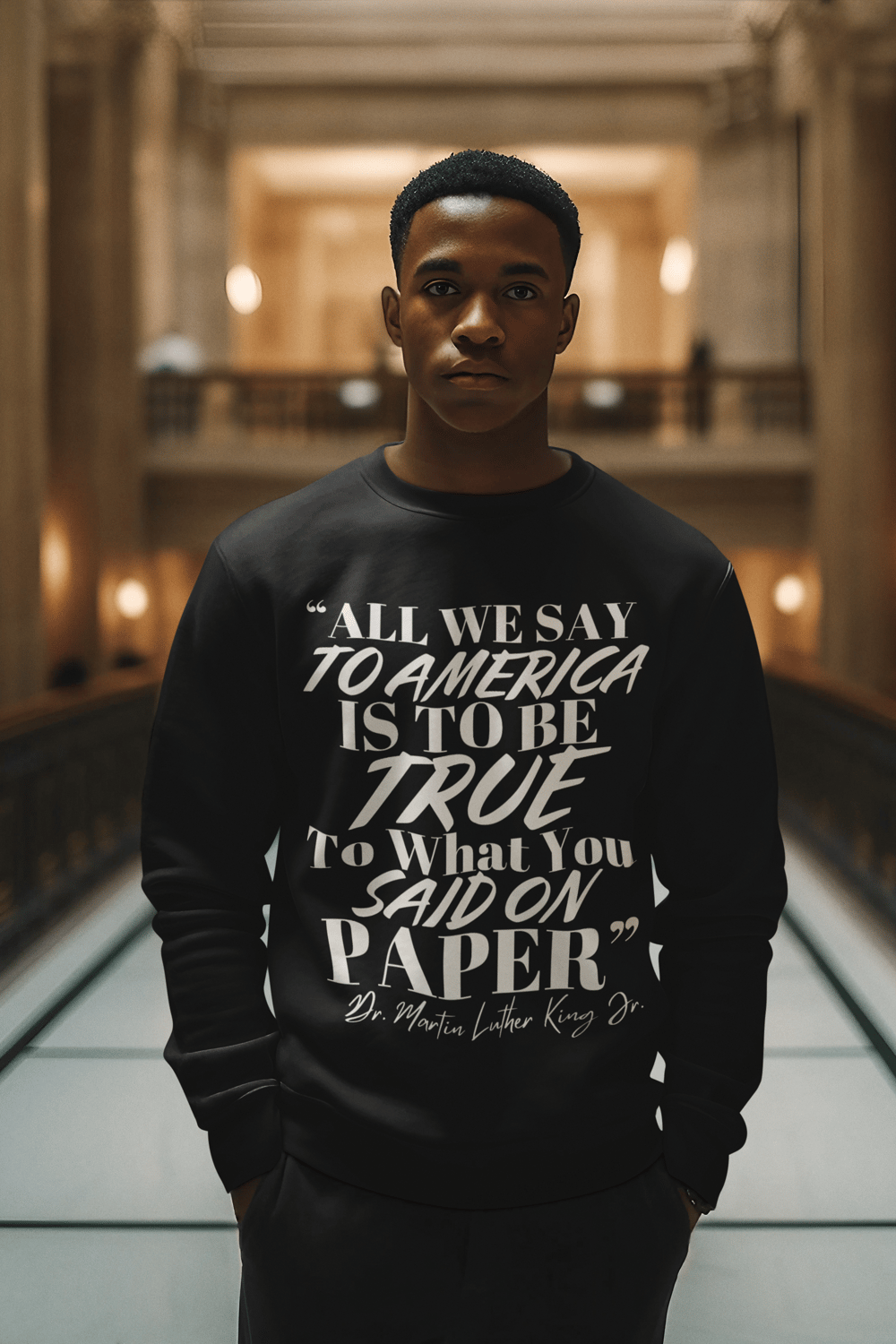 Image of MLK AMERICA ON PAPER QUOTE SHIRT