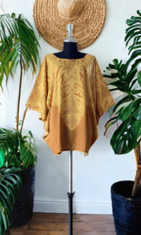 19 Yellow Hand Tie Dyed Dolman Sleeve Top Blouse Shirt