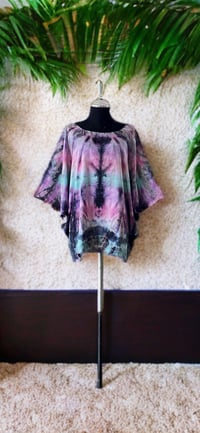 38 Pink Blue Hand Tie Dyed Dolman Sleeve Top Blouse Shirt