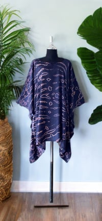 30 Dark Blue Acid Tie Dyed Dolman Sleeve Cover Up Poncho Top