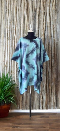 32 Light Blue Tie Dyed Dolman Sleeve Cover Up Poncho Top