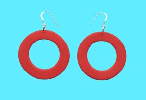 Image of Red Circle Earrings 