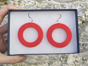 Image of Red Circle Earrings 