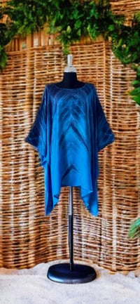 33 Blue Tie Dyed Dolman Sleeve Cover Up Poncho Top