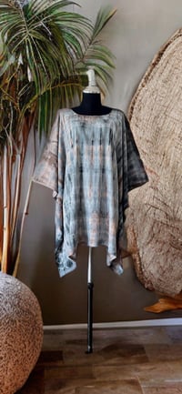 35 Gray Green Tie Dyed Dolman Sleeve Cover Up Poncho Top