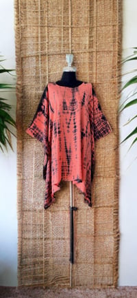 37 Coral Blue Tie Dyed Dolman Sleeve Cover Up Poncho Top