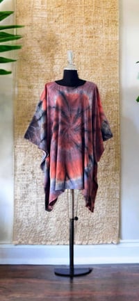 44 Coral Multi Color Tie Dyed Dolman Sleeve Cover Up Poncho Top