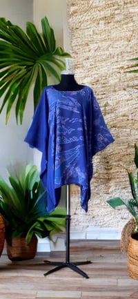 45 Blue Acid Tie Dyed Dolman Sleeve Cover Up Poncho Top