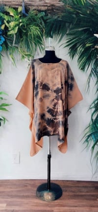 46 Tan Coral Tie Dyed Dolman Sleeve Cover Up Poncho Top