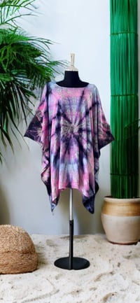 48 Pink Multi Tie Dyed Dolman Sleeve Cover Up Poncho Top