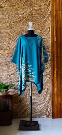 51 Turquoise Acid Tie Dyed Dolman Sleeve Cover Up Poncho Top