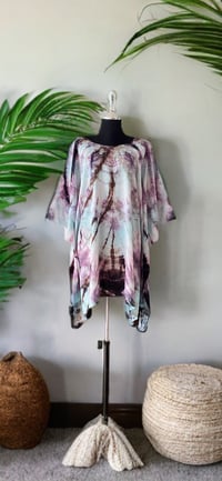 55 Marble Tie Dyed Dolman Sleeve Cover Up Poncho Top