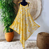 21 Yellow Hand Tie Dyed Tapered Bottom Sun Dress