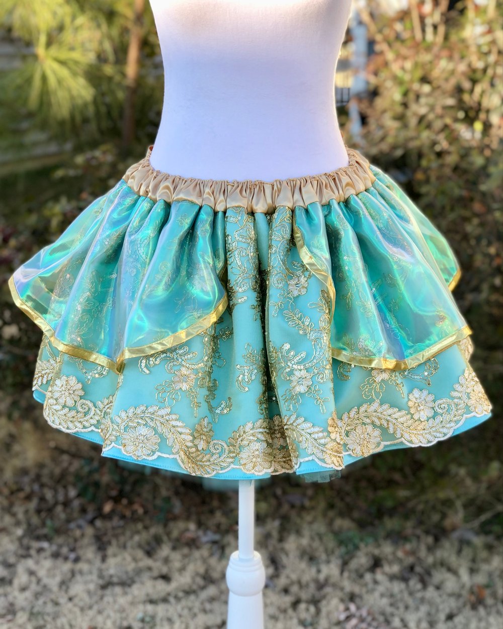 Image of Gold Beaded Sequin on Mesh Jasmine skirt