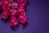Image 3 of Pink Glitter Heart Plugs - Shimmering Pink Hearts - Resin Double Flared Plugs - Stretched Ears