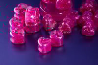 Image 1 of Pink Glitter Heart Plugs - Shimmering Pink Hearts - Resin Double Flared Plugs - Stretched Ears