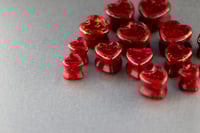 Image 1 of Red Glitter Heart Plugs - Burning Red Hearts - Resin Double Flared Plugs - Stretched Ears