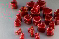 Image 3 of Red Glitter Heart Plugs - Burning Red Hearts - Resin Double Flared Plugs - Stretched Ears