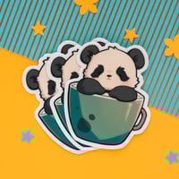 Image 2 of Stickers - Pig and Panda in a mug (S15)