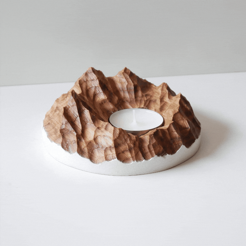 Bougeoir "LUZ" en chêne sculpté 