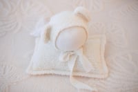 Image 1 of Textured Knit Pillow & bear set 